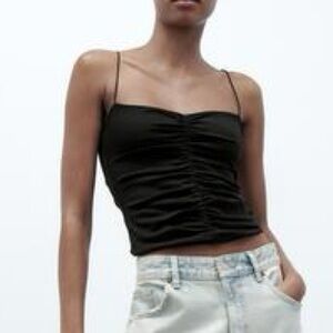 Zara Ruched Elasticized Top in Black